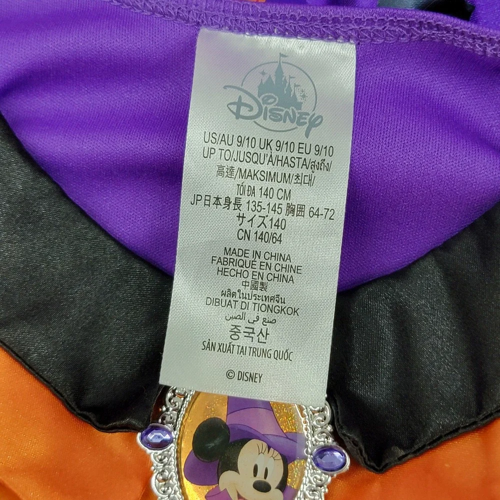 Disney Minnie Mouse Halloween Witch Costume Dress Purple Orange Girls Size 9/10 - Picture 8 of 9